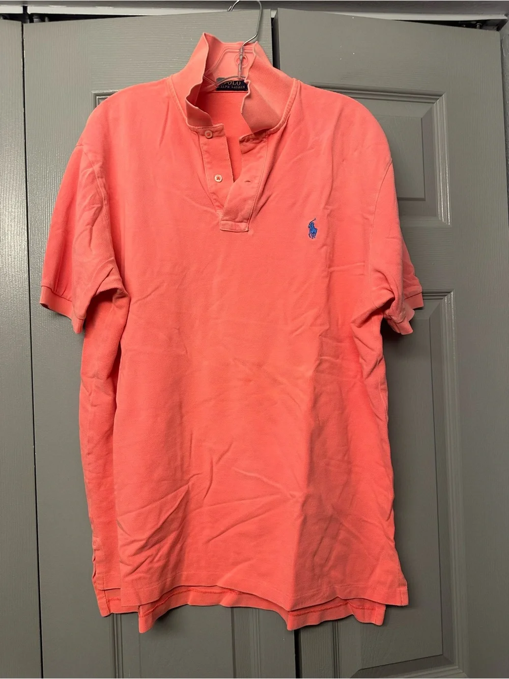 Ralph Lauren Coral Polo with Blue Pony Embroidery